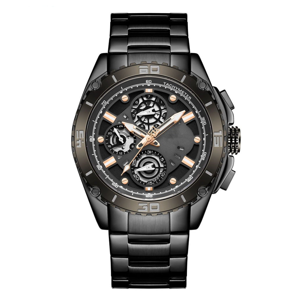 Luxury chronograph watch with black background