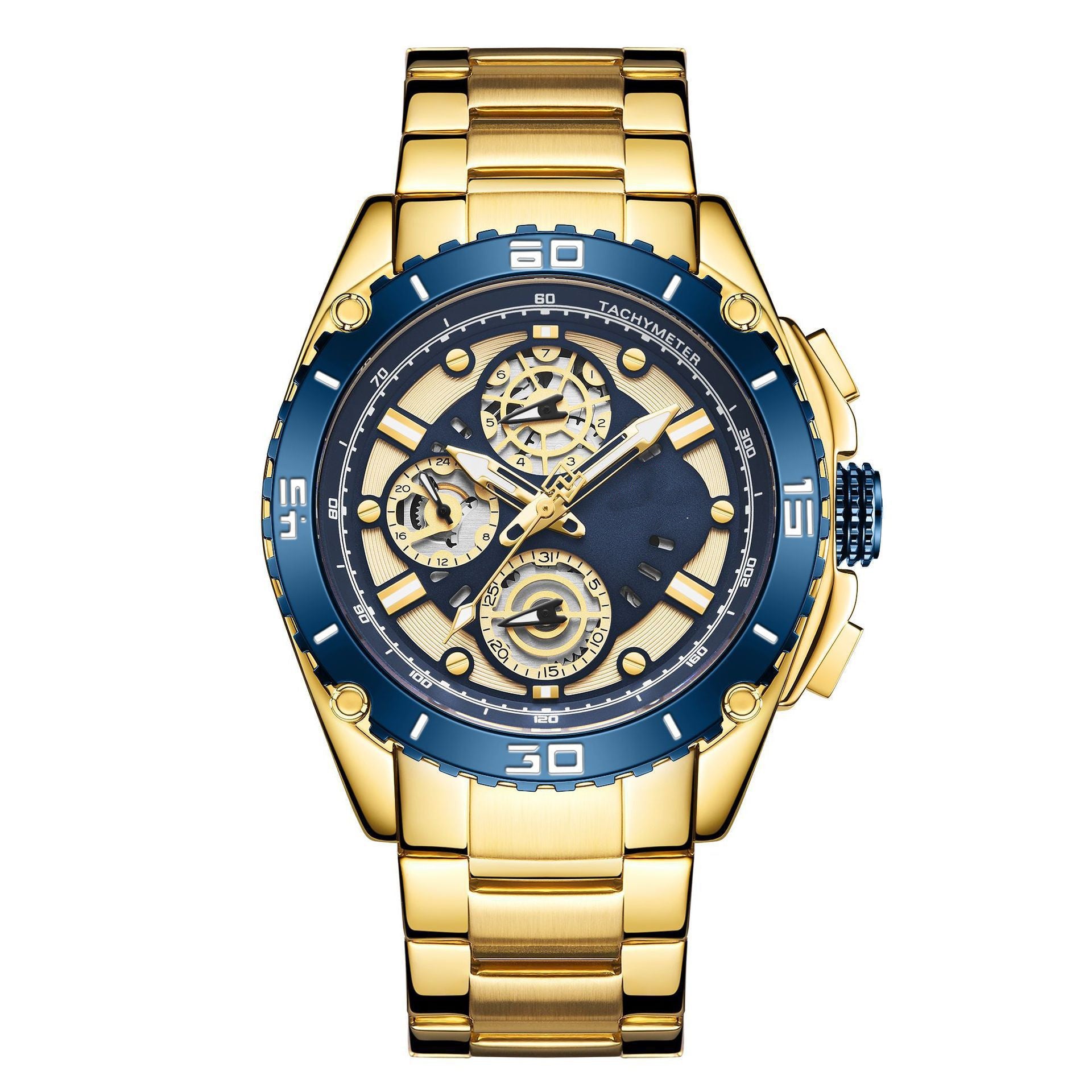 Luxury chronograph watch with golden background