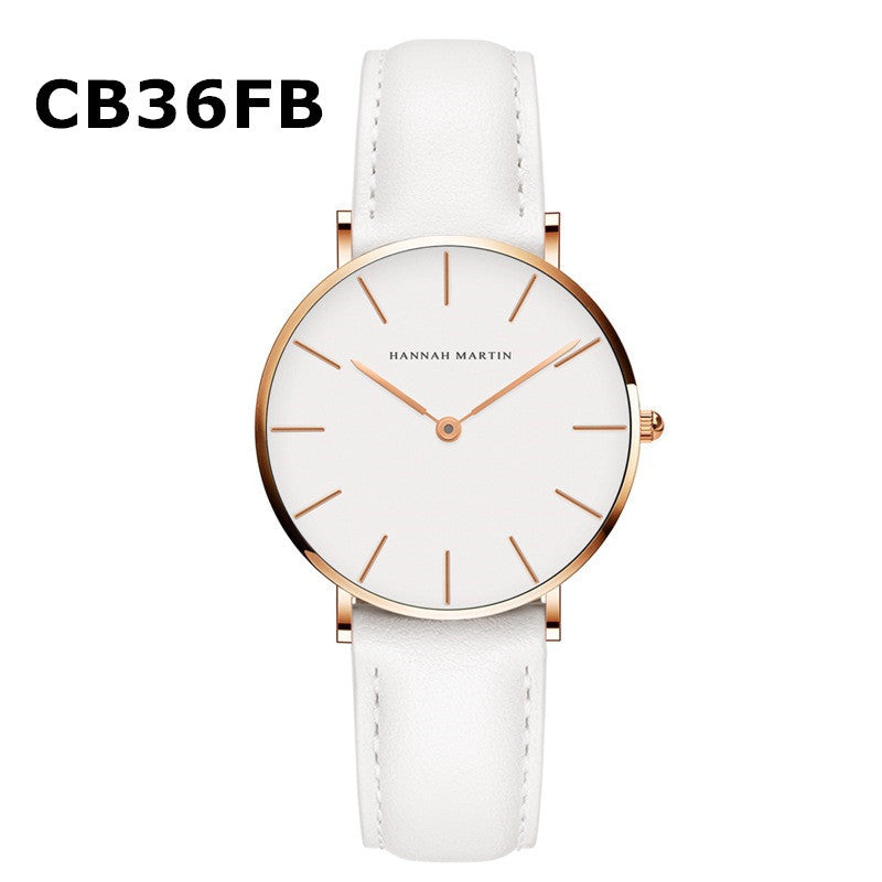  HANNAH MARTIN Minimalist Watch Rose Gold - Clean Black Background