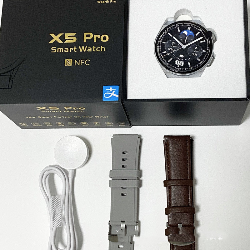 Smartwatch front and back view with black background