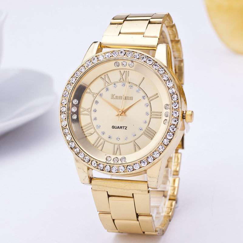 Kanima Rose Gold Crystal Watch - 3D Close-up Black Background