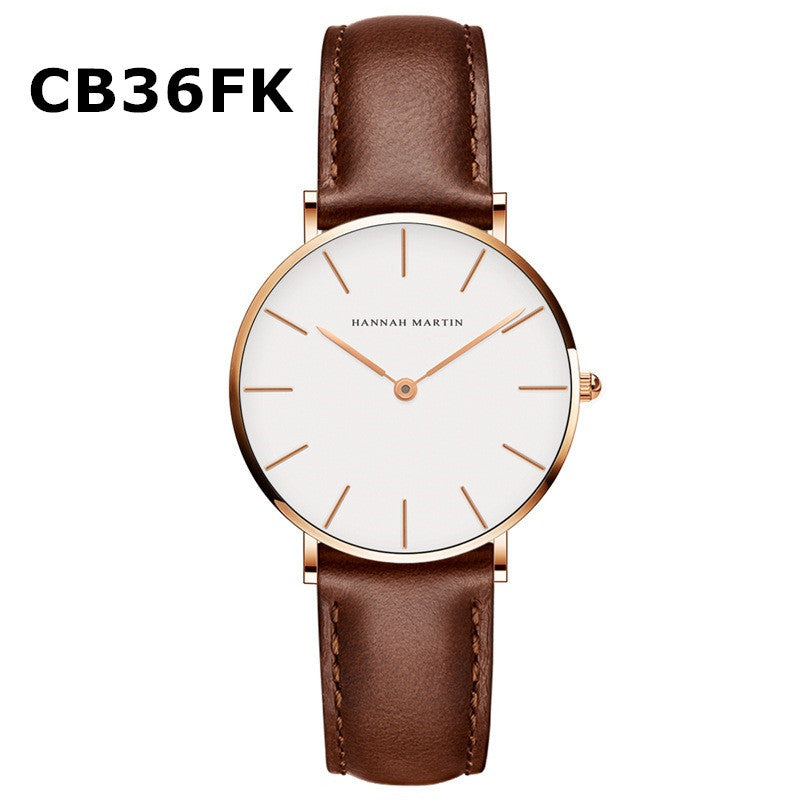  HANNAH MARTIN Minimalist Watch Rose Gold - Clean Black Background