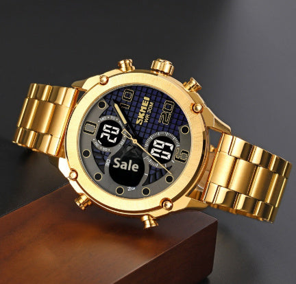 SKMEI digital-analog watch with Golden background