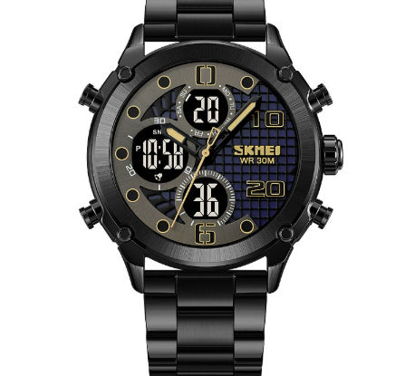 SKMEI digital-analog watch with black background