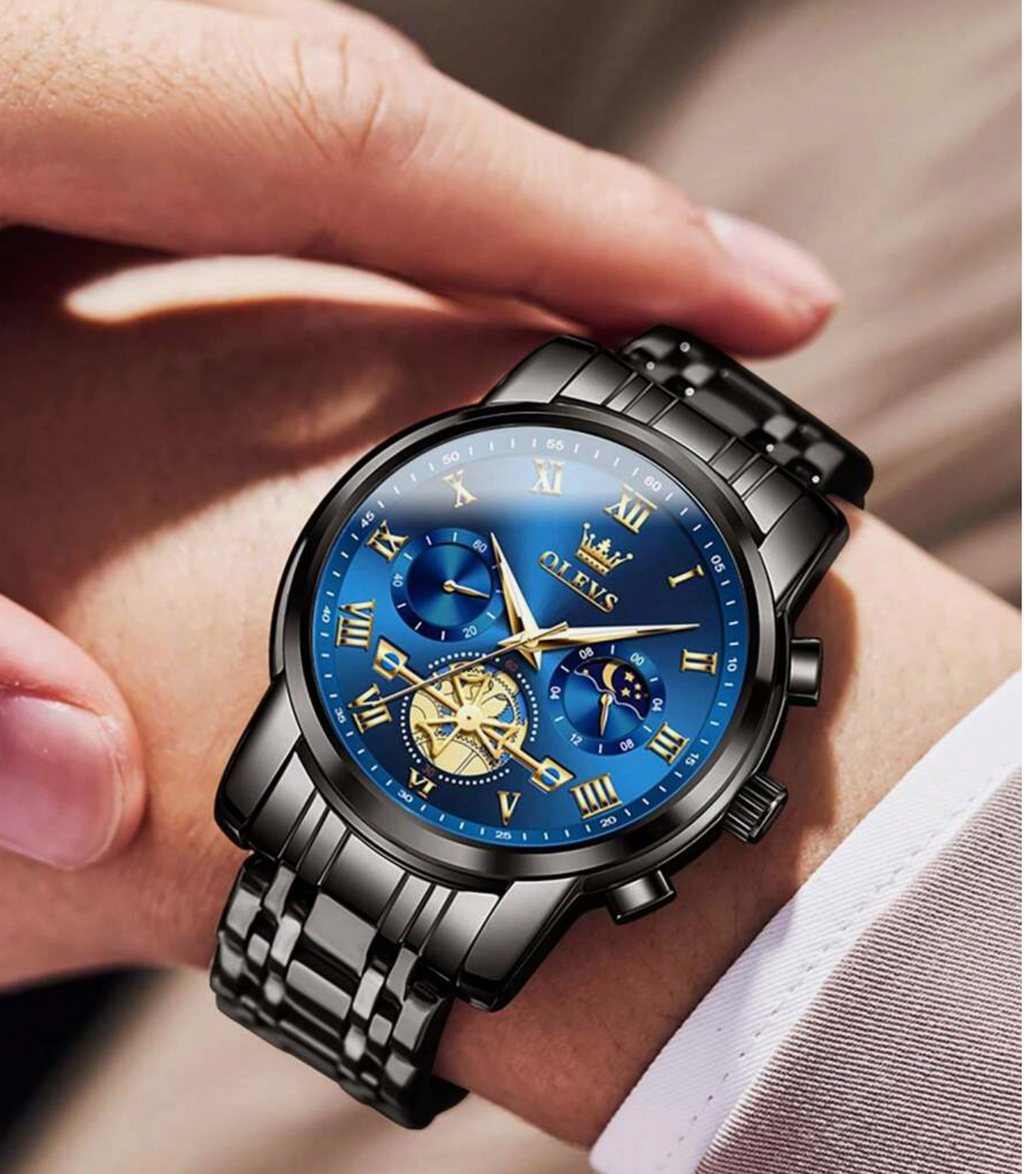  OLEVS watch on Multicolor background