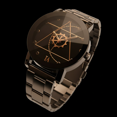 Geometric Design Watch - Clean Black Background