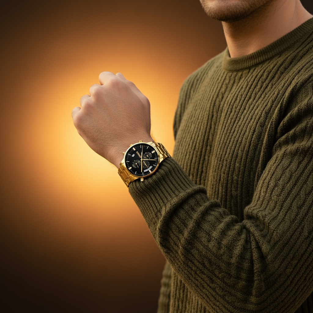 Gold Watch Warm Studio Lighting
