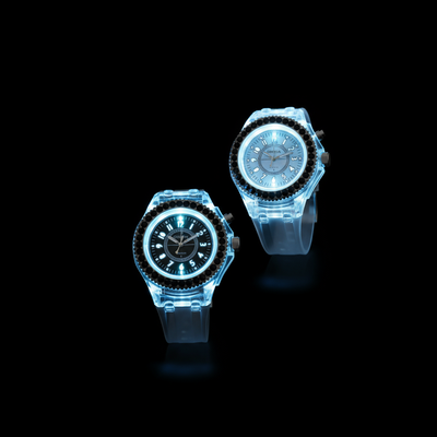 LED Light-Up Watches Black and White - Clean Black Background